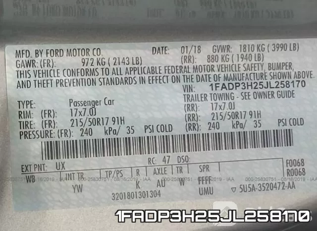 1FADP3H25JL258170 фото 10