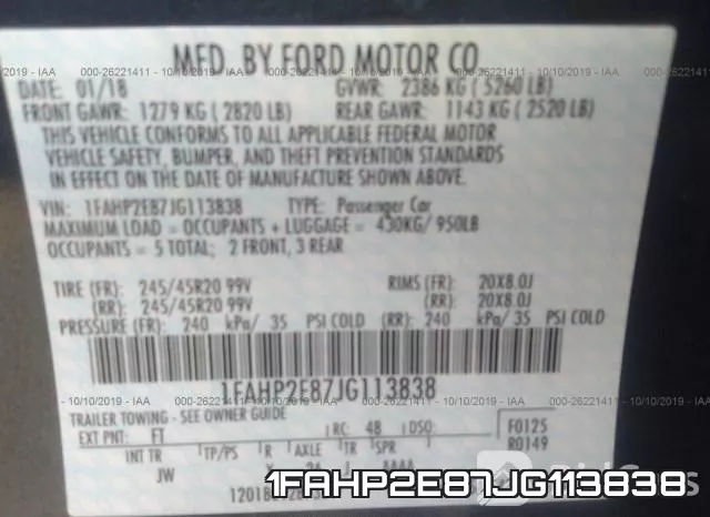 1FAHP2E87JG113838 фото 10