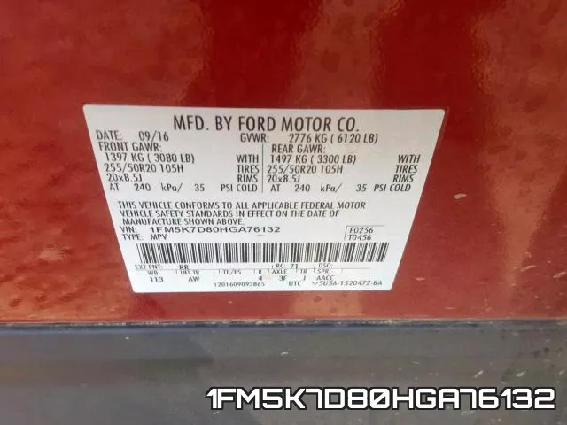 1FM5K7D80HGA76132 фото 2