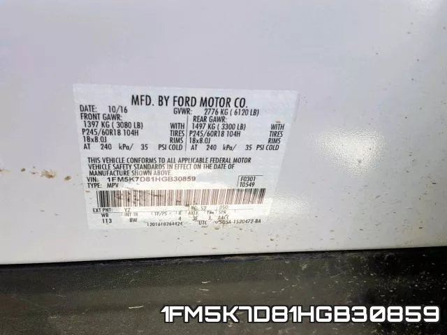 1FM5K7D81HGB30859 фото 2