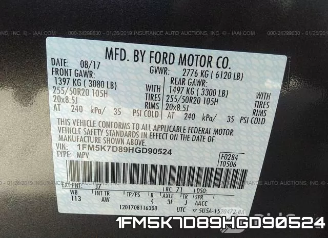 1FM5K7D89HGD90524 фото 10