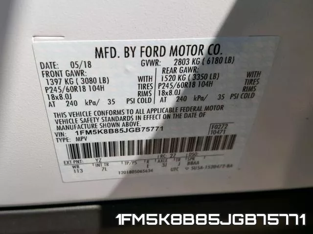 1FM5K8B85JGB75771 фото 2