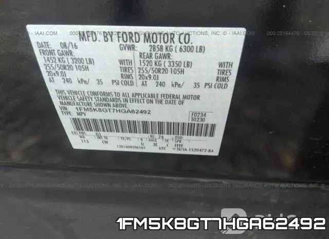 1FM5K8GT7HGA62492 фото 10