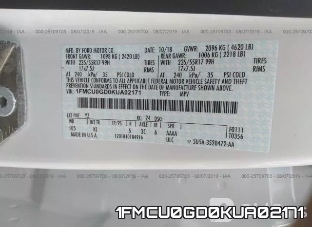 1FMCU0GD0KUA02171 фото 10