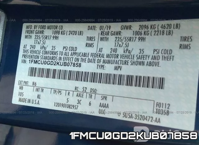 1FMCU0GD2KUB07858 фото 10