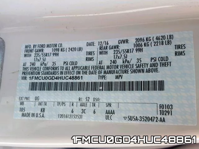 1FMCU0GD4HUC48861 фото 2