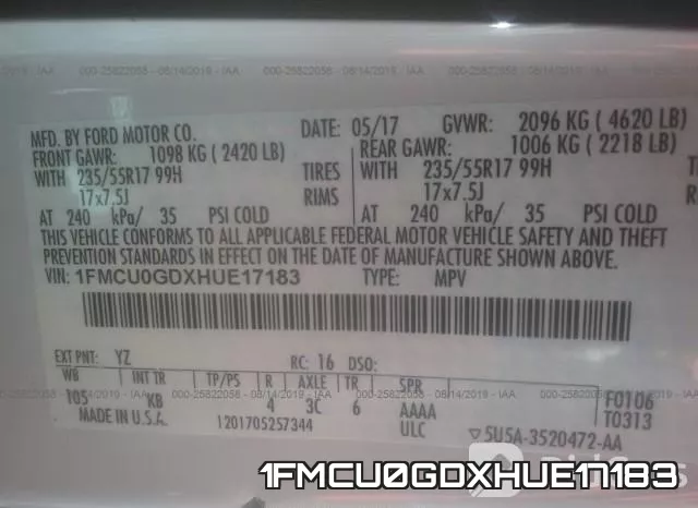 1FMCU0GDXHUE17183 фото 10