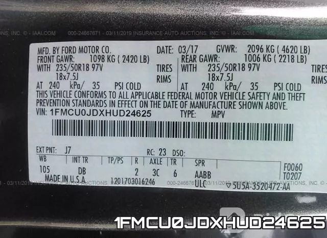 1FMCU0JDXHUD24625 фото 10