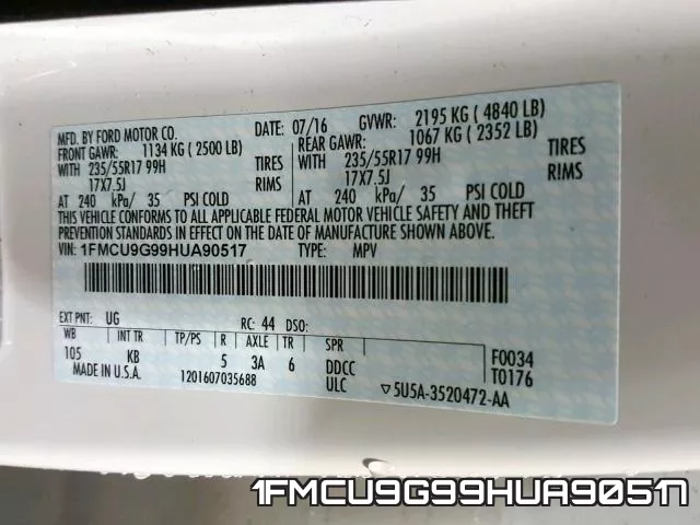 1FMCU9G99HUA90517 фото 2