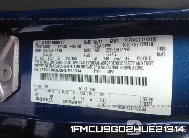 1FMCU9GD2HUE21314 фото 10