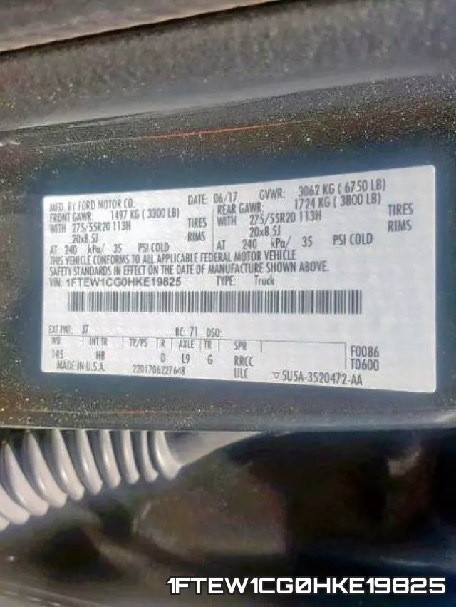 1FTEW1CG0HKE19825 фото 2