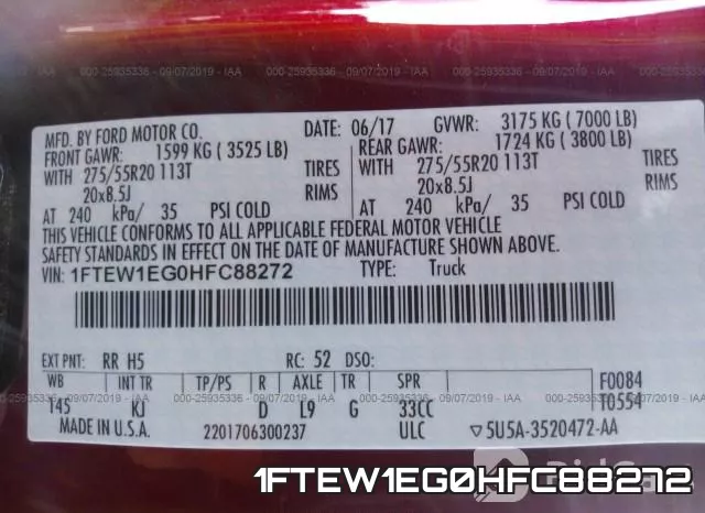 1FTEW1EG0HFC88272 фото 10