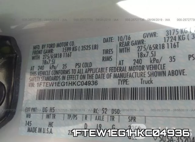 1FTEW1EG1HKC04936 фото 10