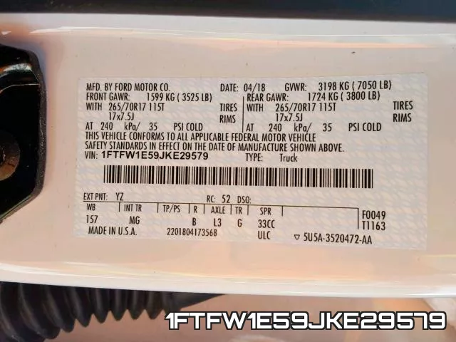 1FTFW1E59JKE29579 фото 2