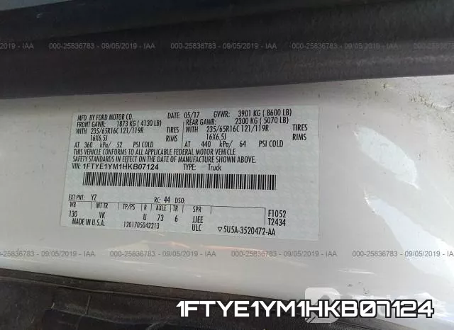 1FTYE1YM1HKB07124 фото 10