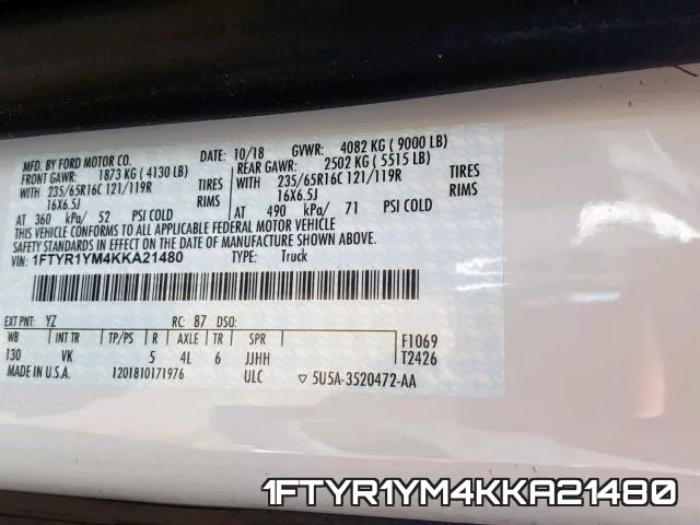 1FTYR1YM4KKA21480 фото 2