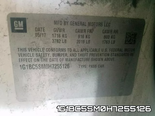 1G1BC5SM0H7255126 фото 2