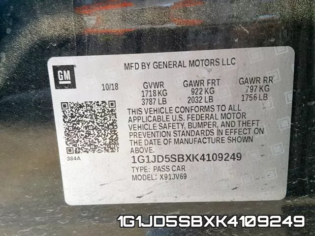 1G1JD5SBXK4109249 фото 2