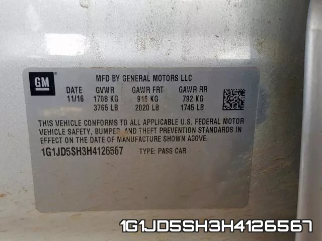 1G1JD5SH3H4126567 фото 2