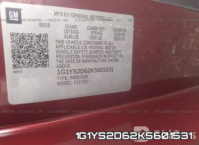 1G1YS2D62K5601531 фото 10