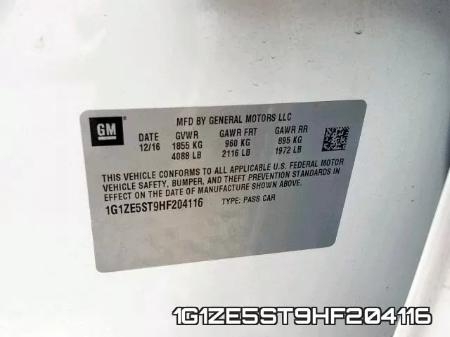 1G1ZE5ST9HF204116 фото 2