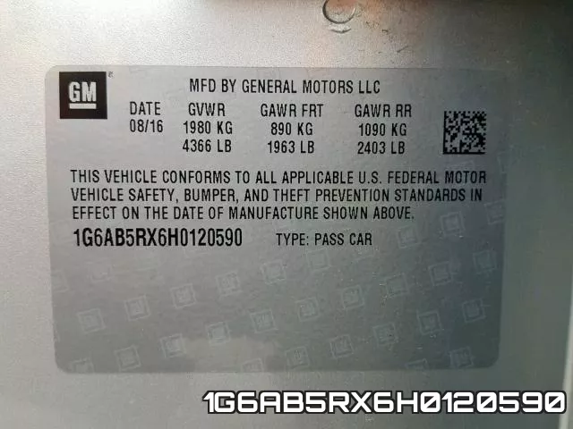 1G6AB5RX6H0120590 фото 2