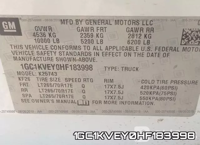 1GC1KVEY0HF183998 фото 10