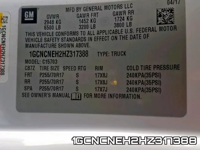 1GCNCNEH2HZ317388 фото 2