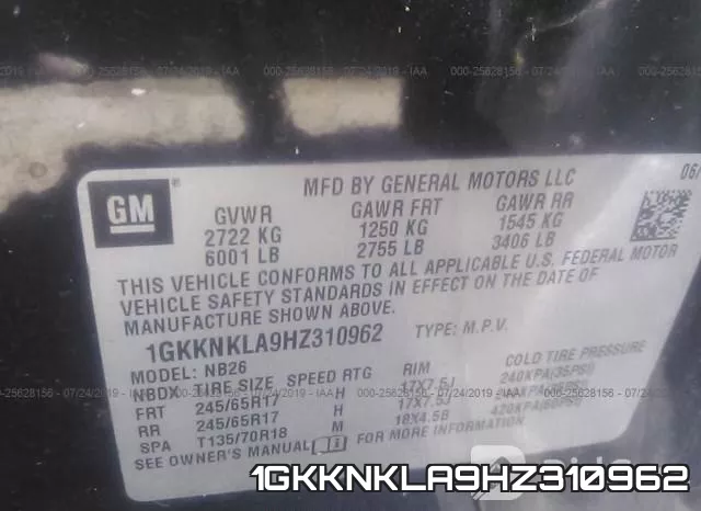 1GKKNKLA9HZ310962 фото 10