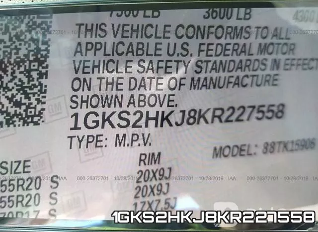 1GKS2HKJ8KR227558 фото 10