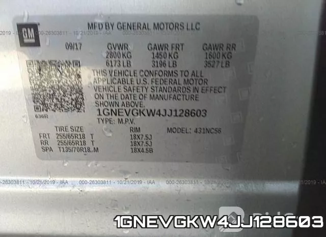 1GNEVGKW4JJ128603 фото 10