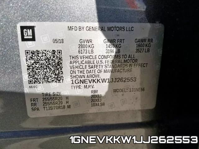 1GNEVKKW1JJ262553 фото 2