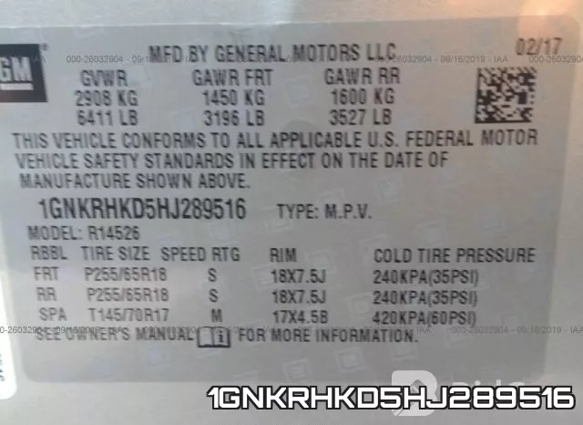 1GNKRHKD5HJ289516 фото 10