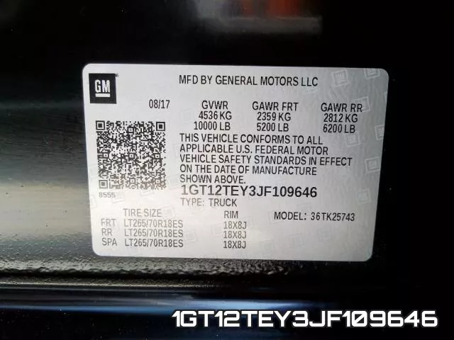 1GT12TEY3JF109646 фото 2