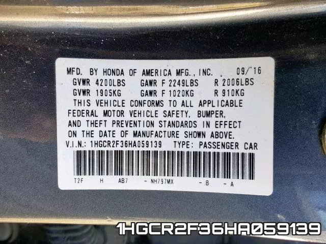1HGCR2F36HA059139 фото 2