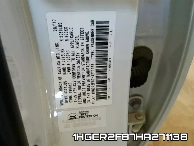 1HGCR2F87HA271138 фото 2