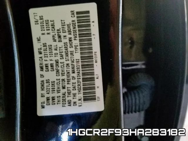 1HGCR2F93HA283182 фото 2
