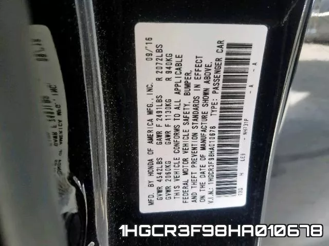 1HGCR3F98HA010678 фото 2