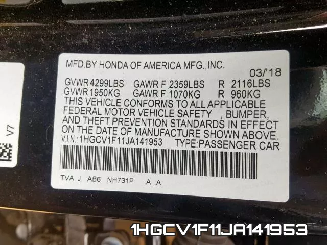1HGCV1F11JA141953 фото 2