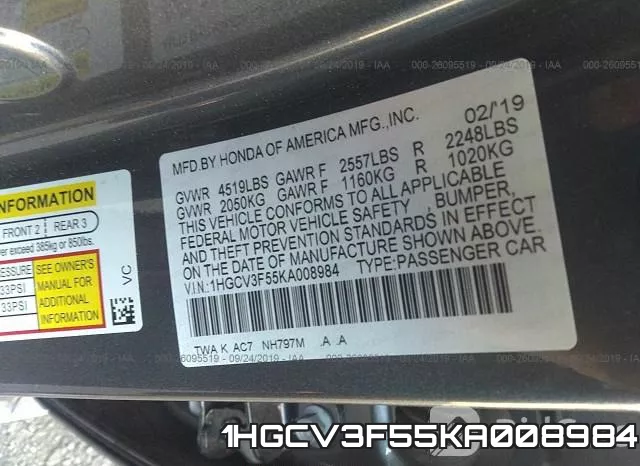 1HGCV3F55KA008984 фото 10