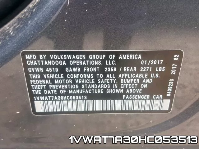 1VWAT7A30HC053513 фото 2