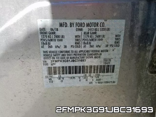 2FMPK3G91JBC31693 фото 2