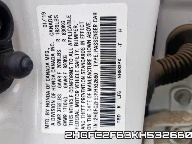2HGFC2F63KH532660 фото 2