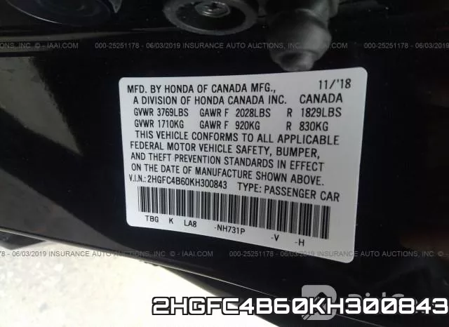 2HGFC4B60KH300843 фото 10