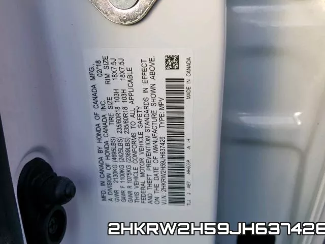 2HKRW2H59JH637426 фото 2