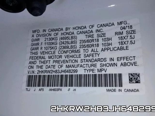 2HKRW2H83JH648299 фото 2