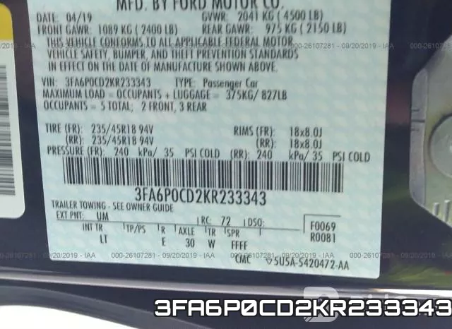 3FA6P0CD2KR233343 фото 10