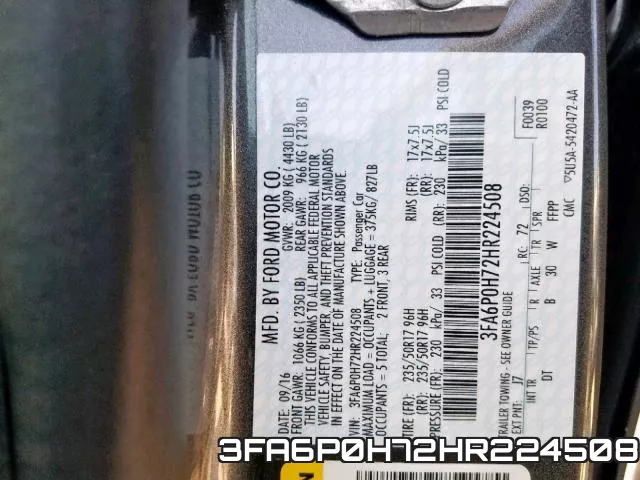 3FA6P0H72HR224508 фото 2