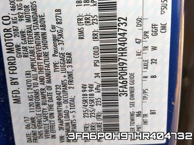 3FA6P0H97HR404732 фото 2