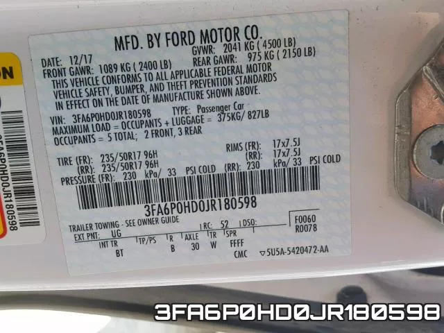3FA6P0HD0JR180598 фото 2